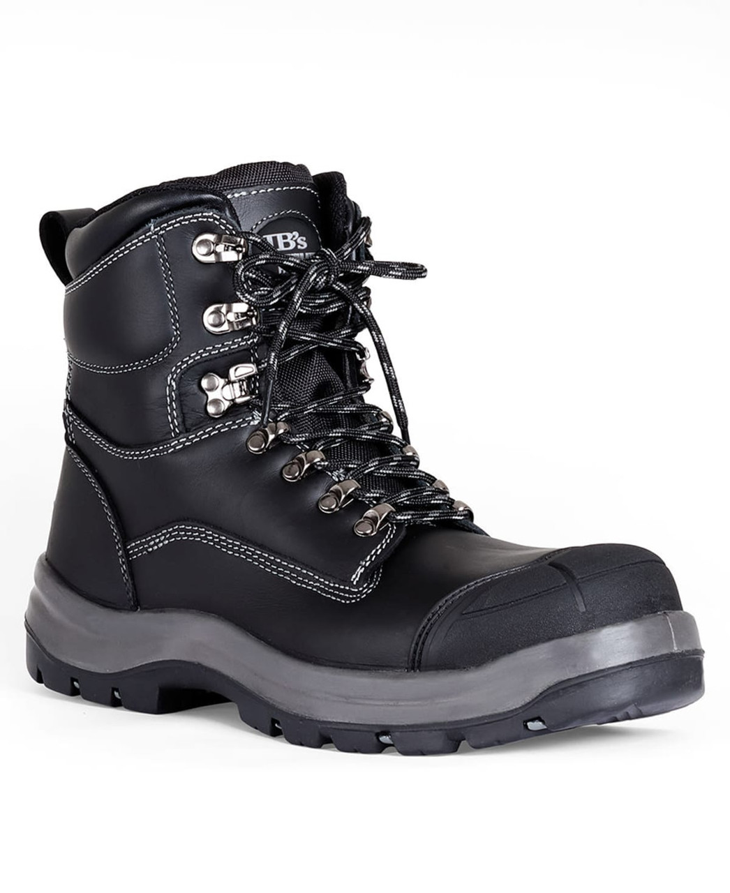 A pair of black JB's Arctic Freezer Boots with silver accents and a sturdy design, featuring a protective toe cap.