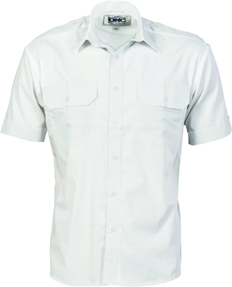 Epaulette Polyester Blend Work Shirt - Short Sleeve