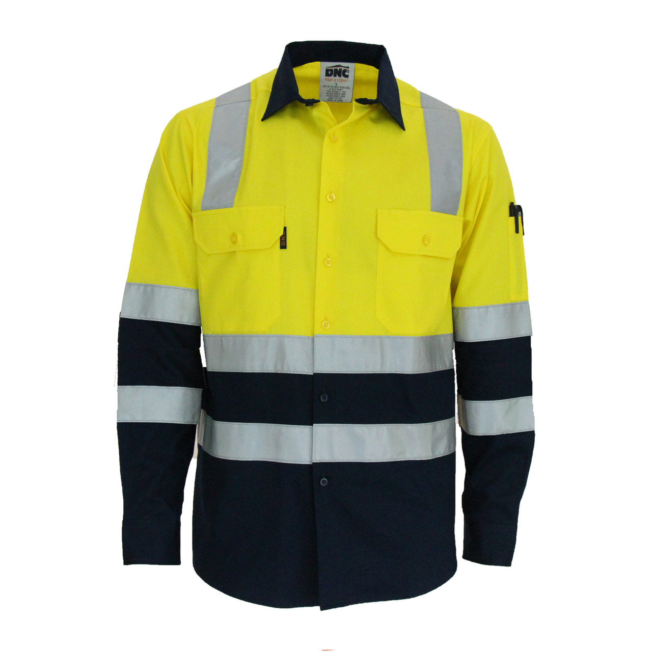 Hi Vis 2 Tone L/W Cotton Bio-Motion & X Back Shirth with CSR R/Tape Long Sleeve