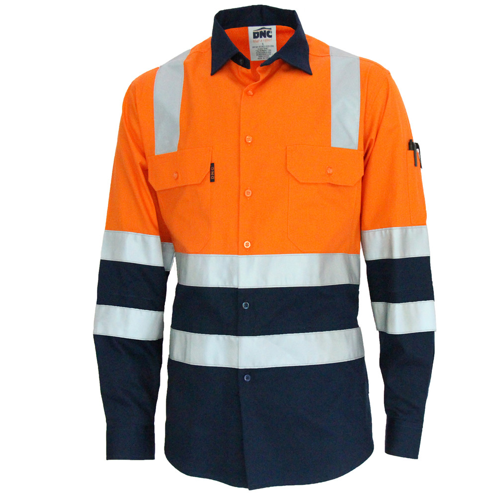 Hi Vis 2 Tone L/W Cotton Bio-Motion & X Back Shirth with CSR R/Tape Long Sleeve