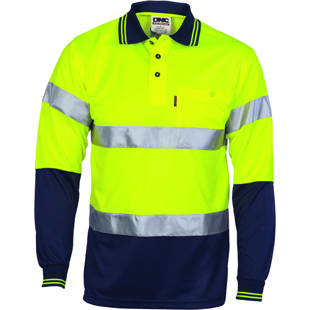 Hi Vis D/N Cool Breath Polo Shirt with CSR R/Tape Long Sleeve