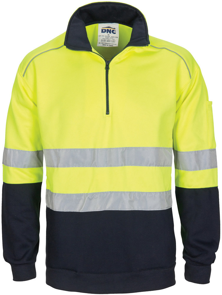 Hi Vis Half Zip Fleecy with Hoop Pattern CSR Reflective Tape