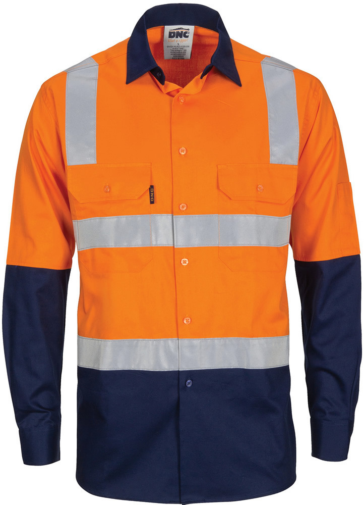Hi Vis Two Tone Cool-Breeze Cotton Shirt - Long Sleeve