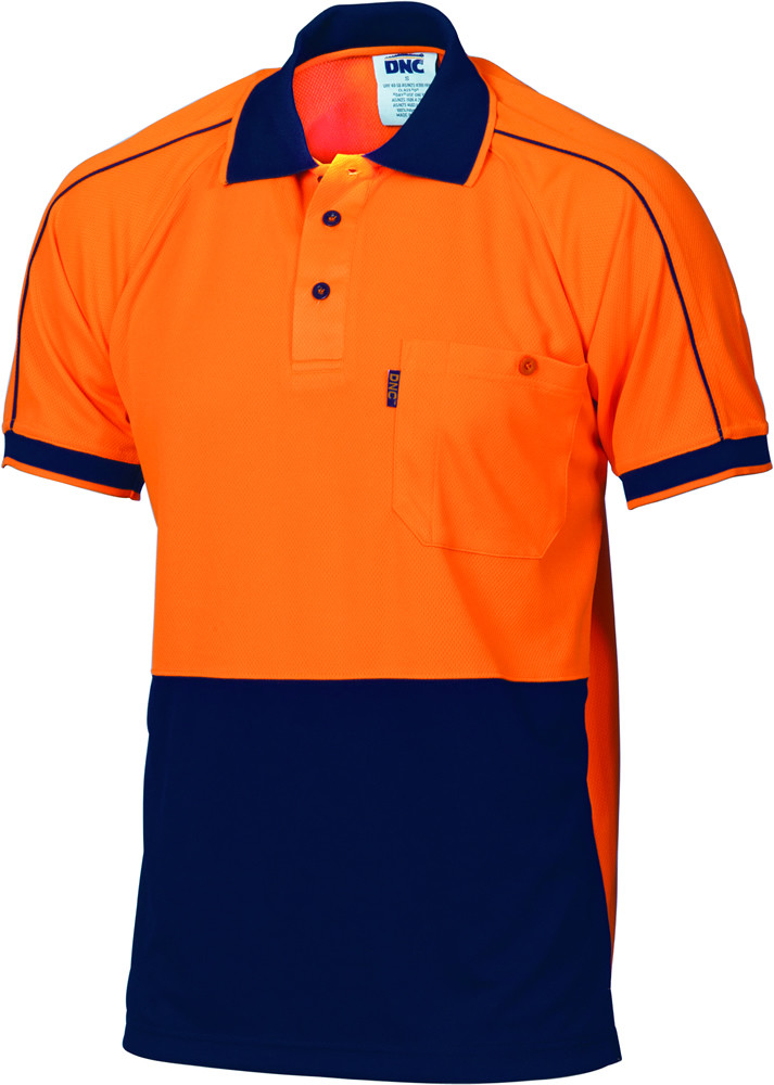 Hi Vis Cool-Breathe Double Piping Polo - Short Sleeve