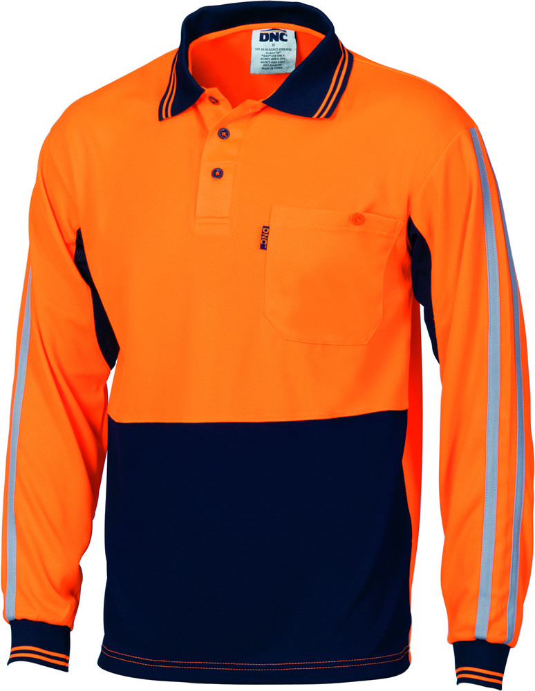 Hi Vis Cool-Breathe Stripe Polo - Long Sleeve
