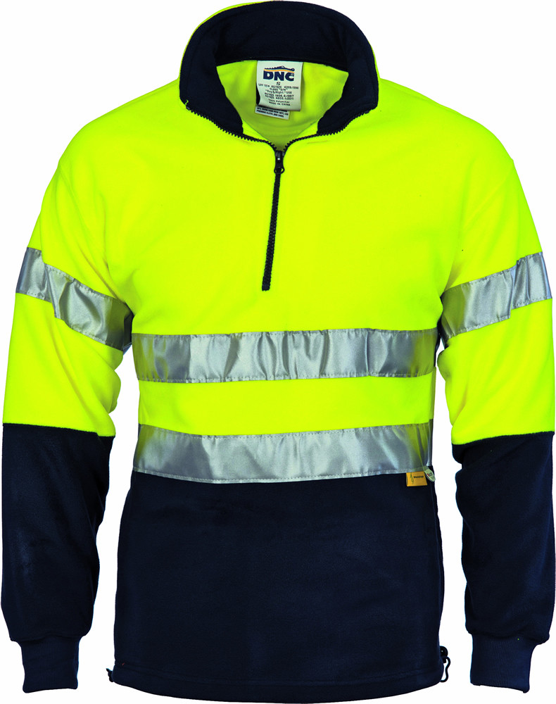 Hi Vis Two Tone 1/2 Zip Polar Fleece with 3M R/Tape