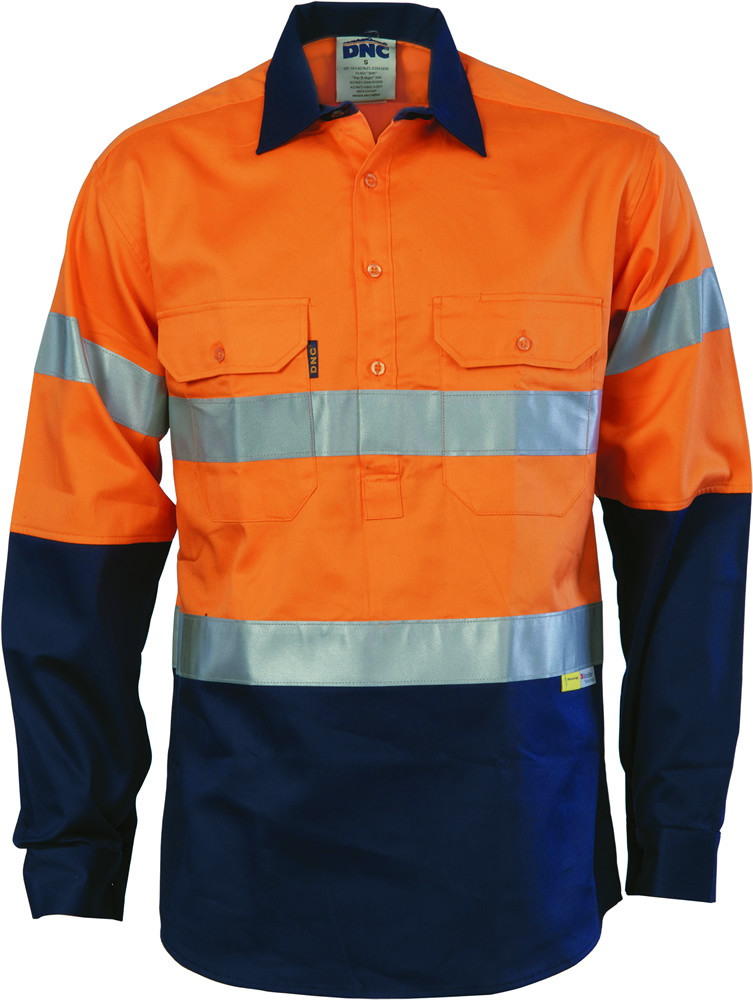 Hi Vis Two Tone Closed Front Cotton Shirt with 3M R/Tape