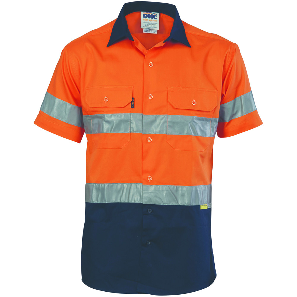 Hi Vis Cool-Breeze Cotton Shirt with 3M 8906 R/Tape - Short Sleeve