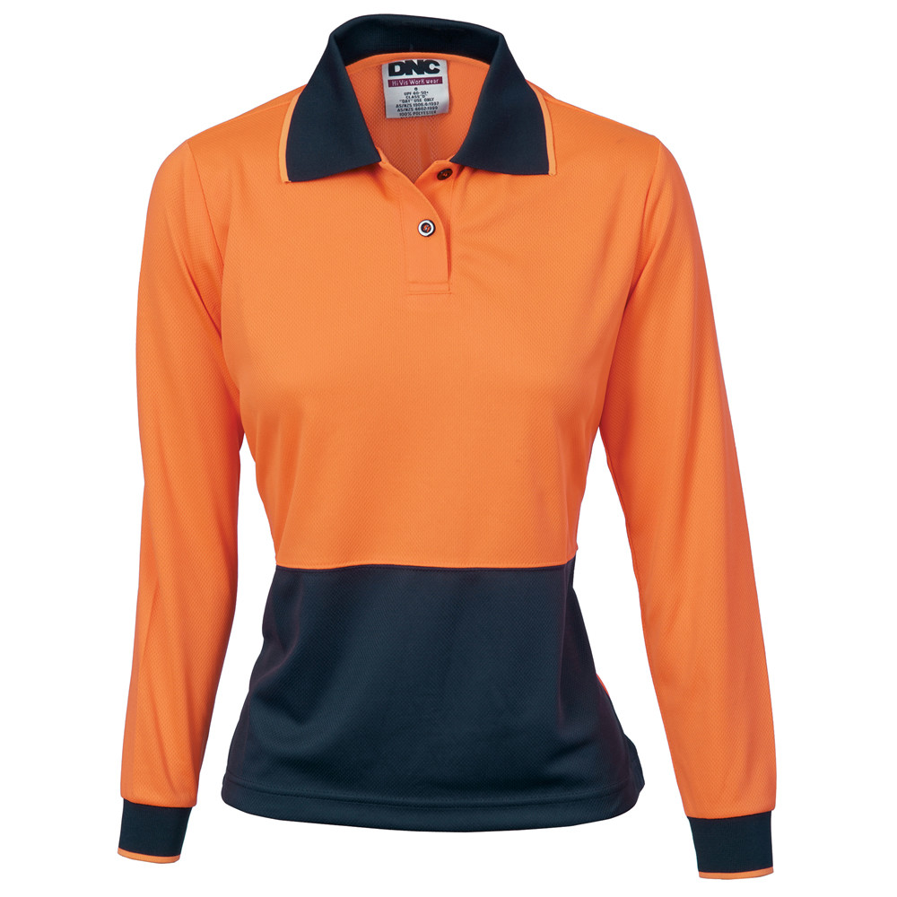 Hi Vis Ladies Two Tone Polo Shirt - Long Sleeve
