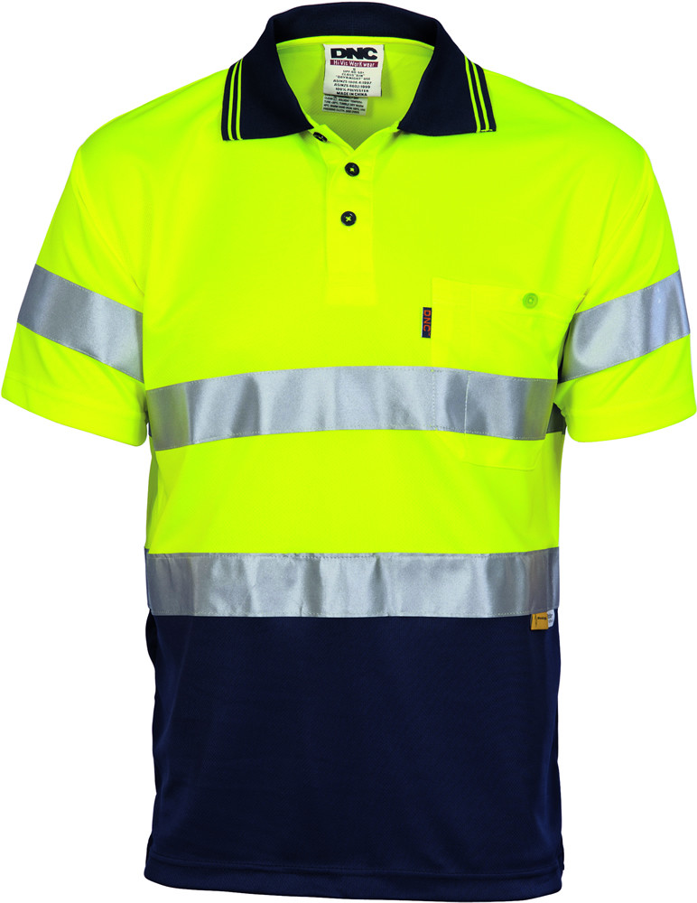 Hi Vis D/N Cool Breathe Polo Shirt With 3M 8906 R/Tape - Short Sleeve