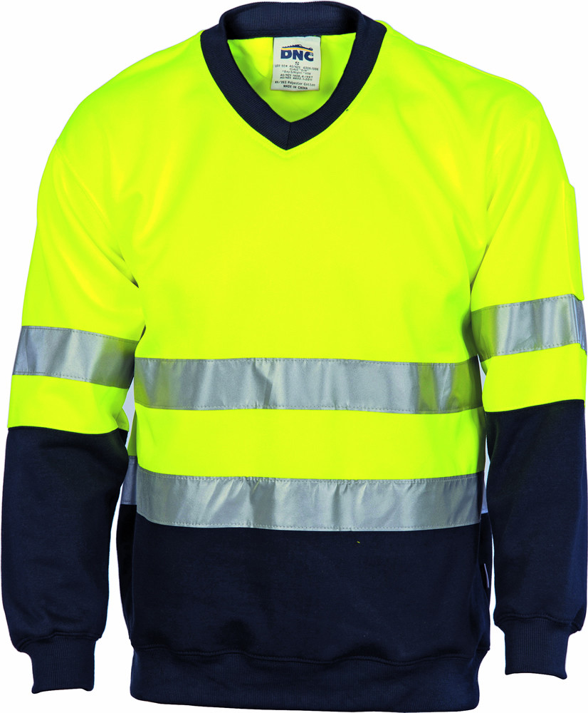 Hi Vis Two Tone Sweatshirt (Sloppy Joe) With Generic R/Tape V-Neck