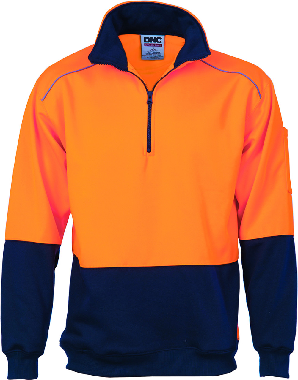 Hi Vis Two Tone 1/2 Zip Reflective Piping Sweat Shirt