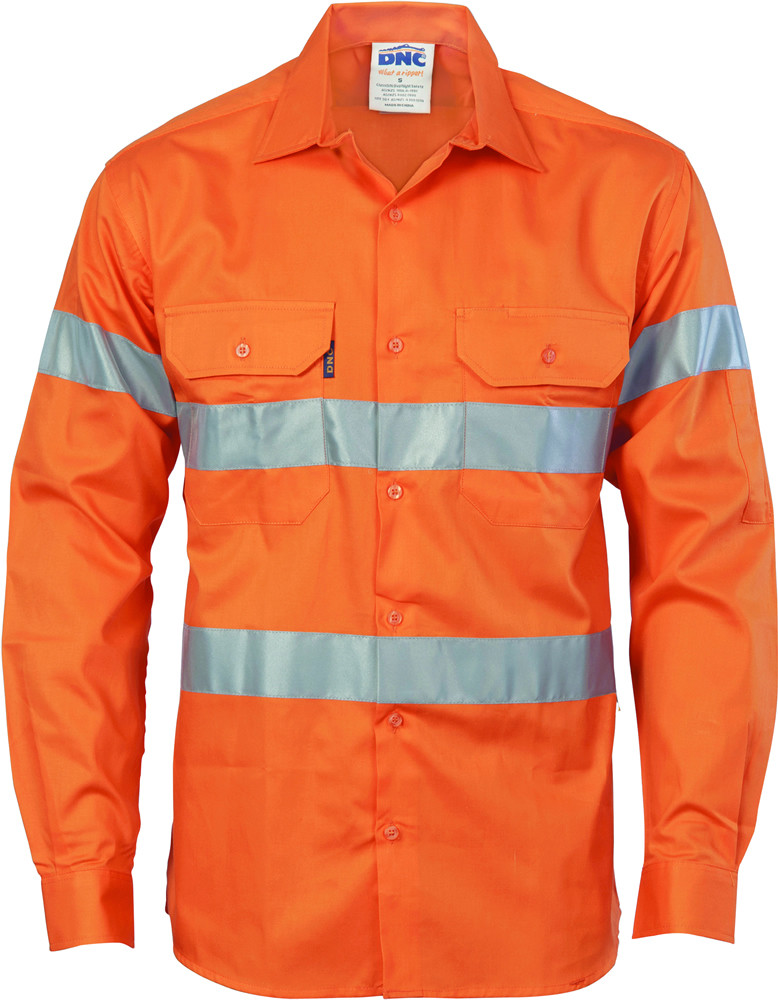 Hi Vis Cool-Breeze Cotton Shirt with Generic R/Tape - Long Sleeve