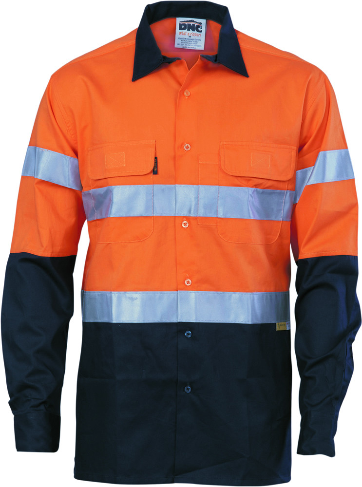 Hi Vis Cool-Breeze Cotton Shirt with 3M 8906 R/Tape - Long Sleeve || 3988