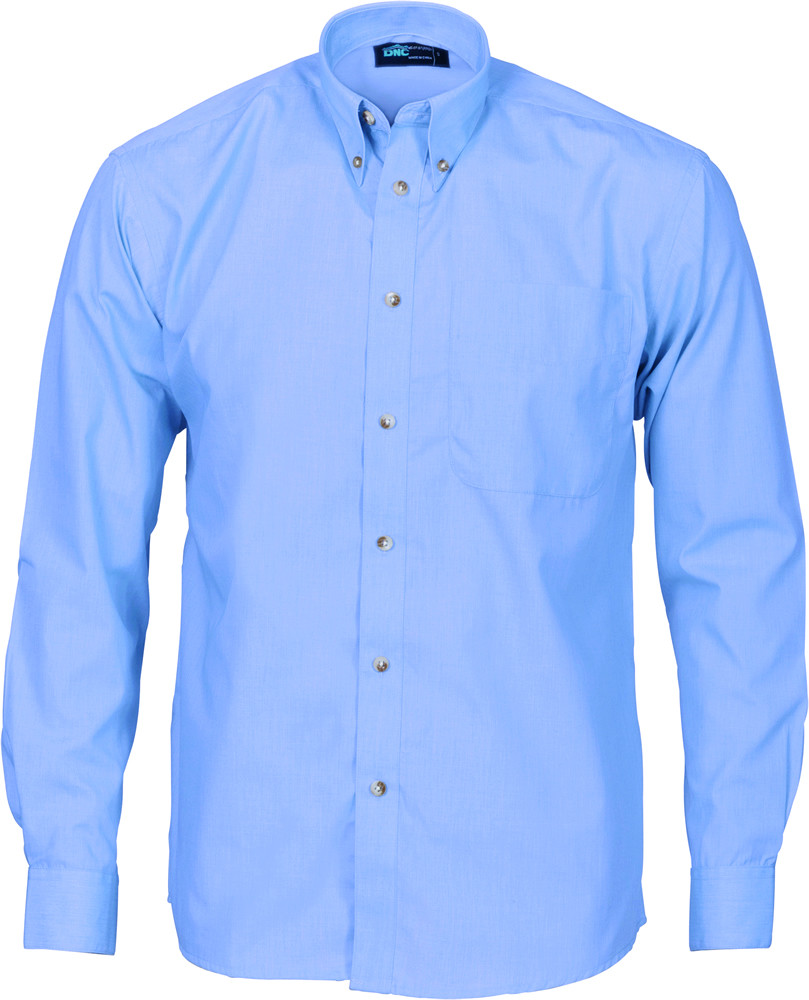 Polyester Cotton Chambray Business Shirt - Long Sleeve