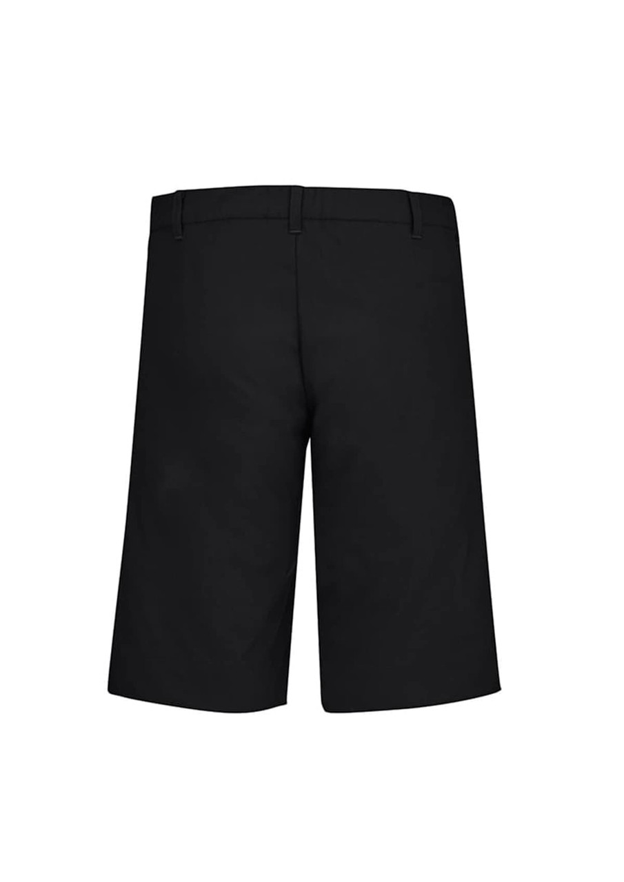 A pair of black men's cargo shorts featuring a comfortable waist and a simple design on the back.