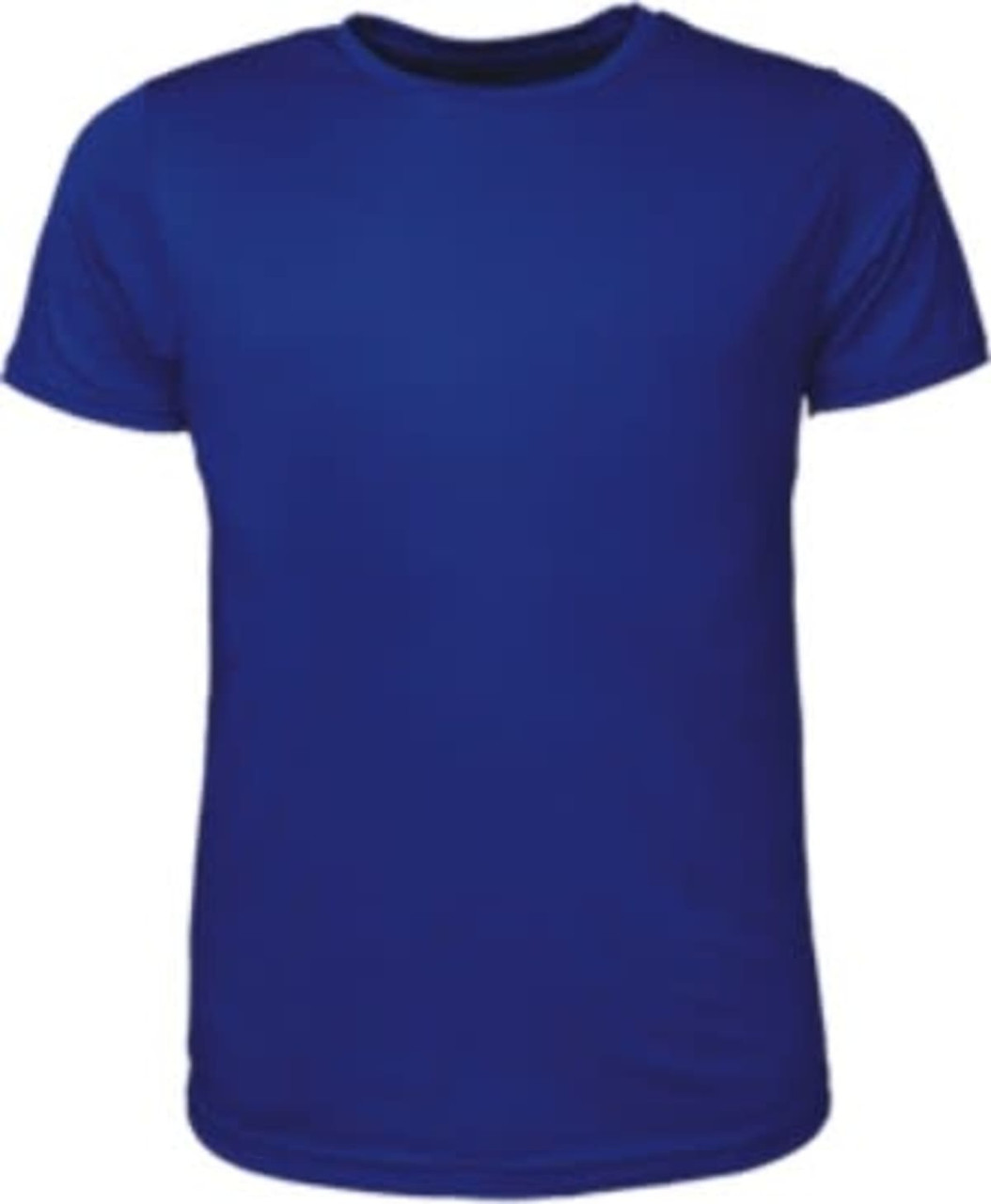 A blue men's brushed t-shirt featuring a round neck and short sleeves, with a small logo on the side.