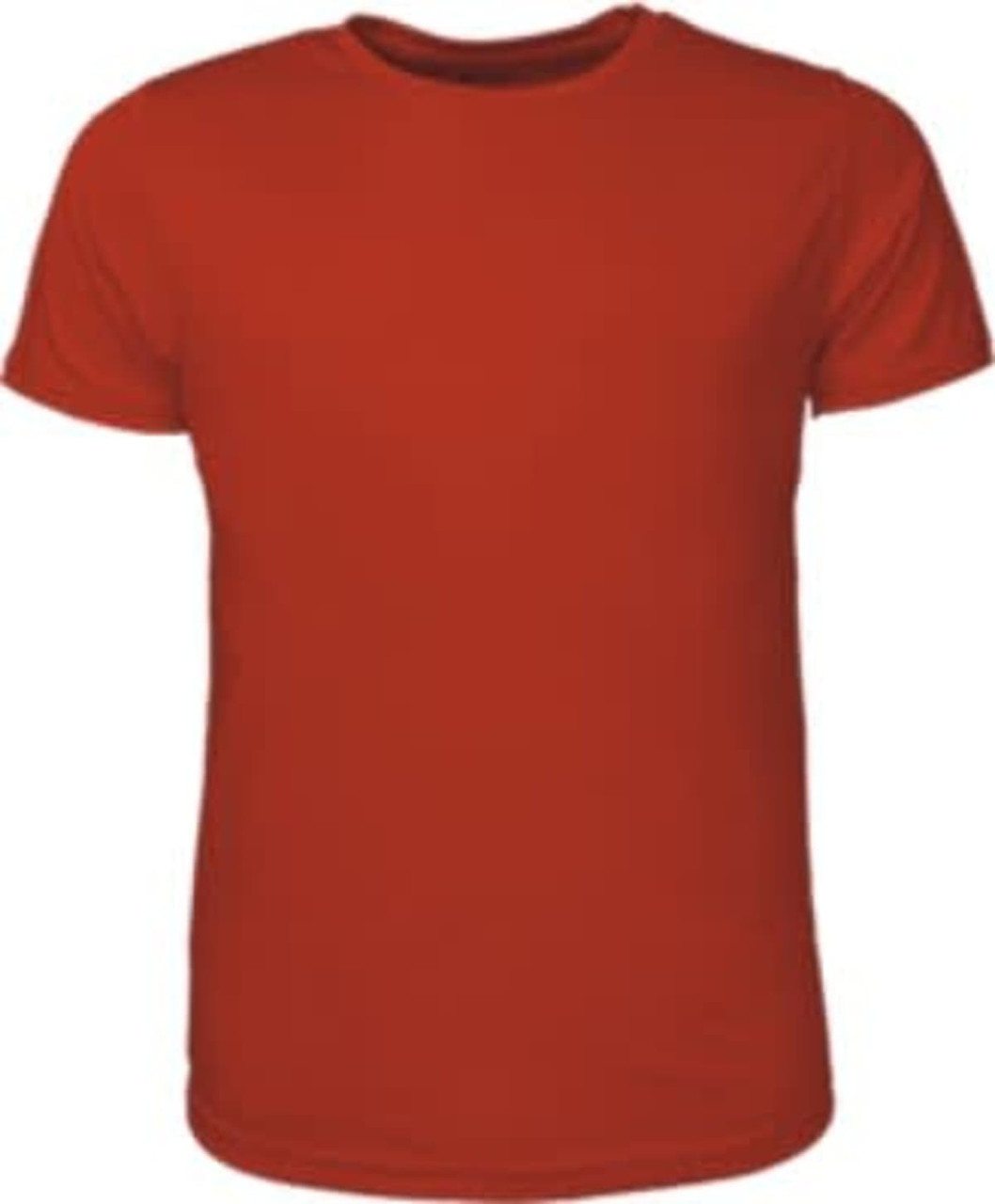 A red kids' brushed T-shirt with short sleeves and a standard crew neck design. It features a logo on the front.