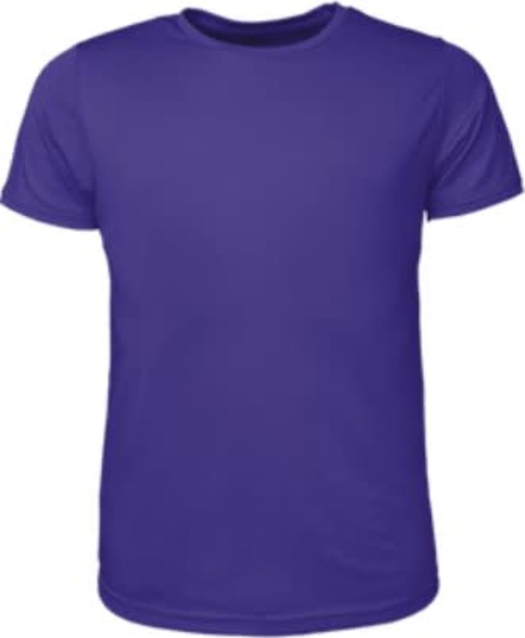 A purple kids' brushed tee shirt featuring a round neckline and short sleeves, with a logo on the front.