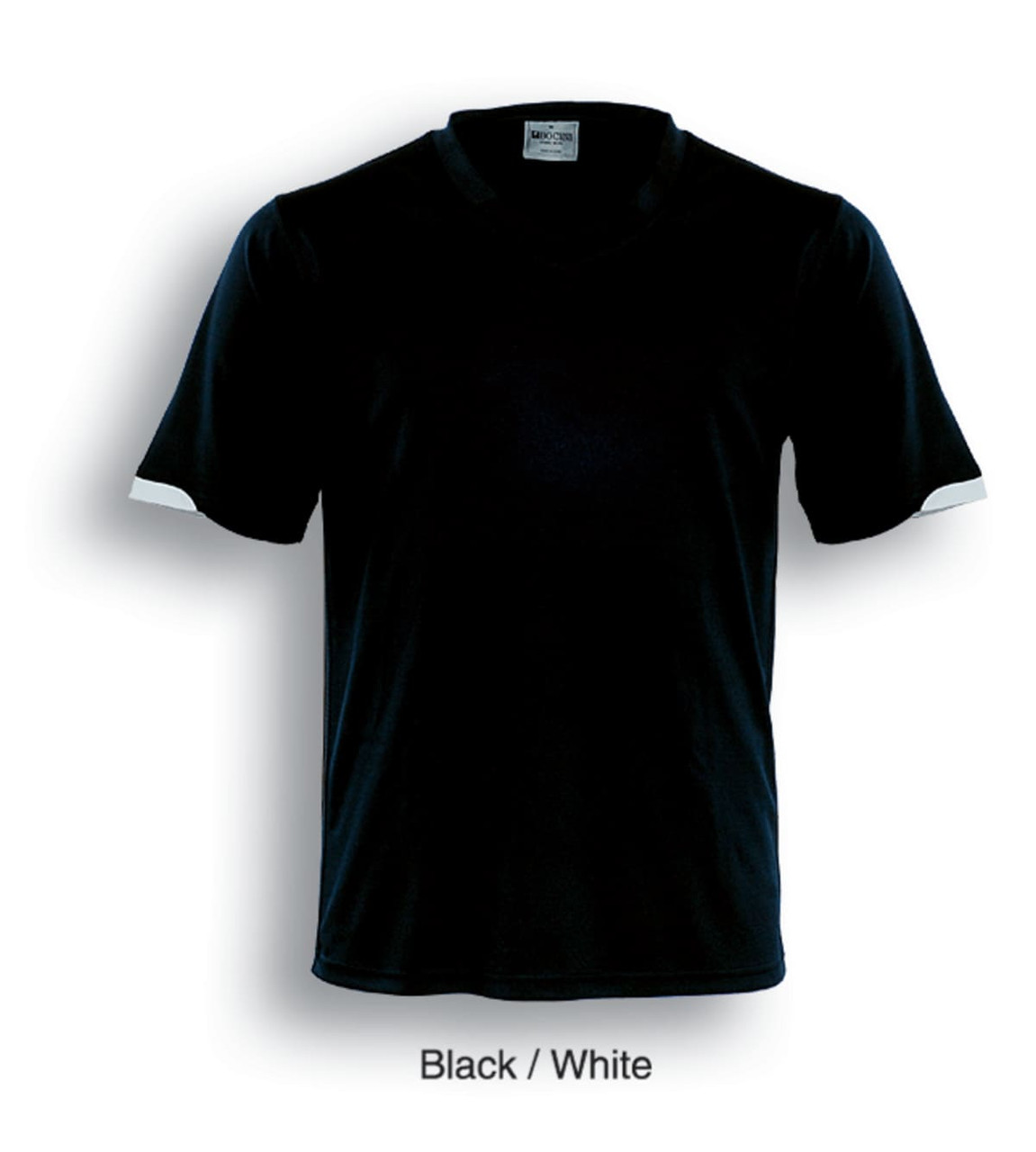 A black football jersey with white accents and a logo on the chest, featuring short sleeves.