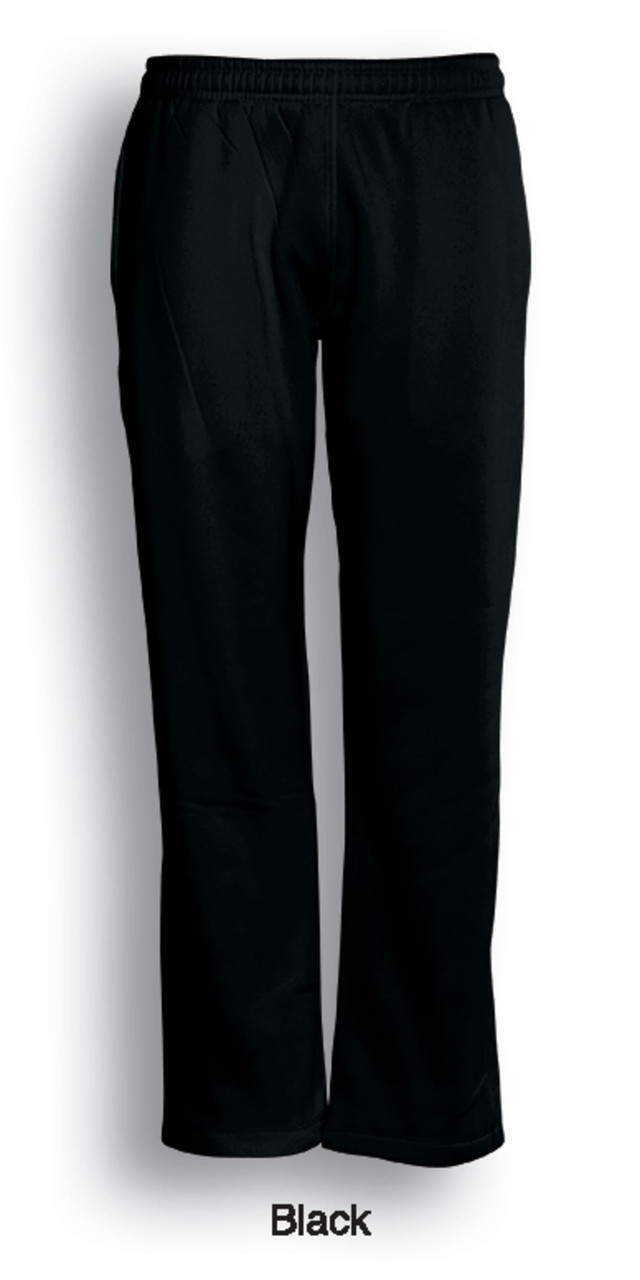 Kids elastic waist track pants in black, featuring an elastic waistband and a smooth fabric finish.