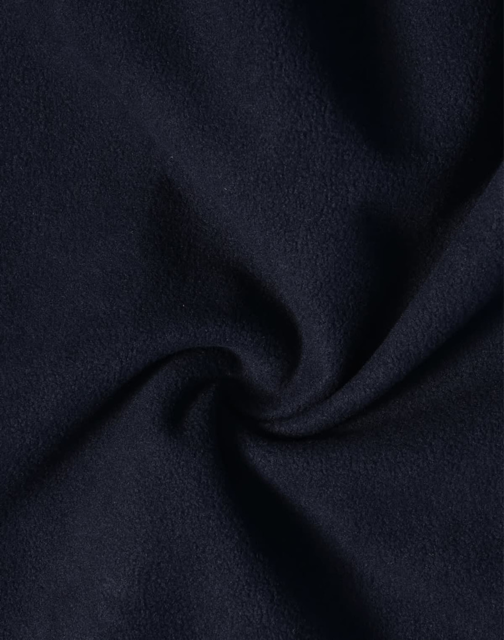 A close-up view of dark navy softshell fabric, featuring a smooth texture with a slight sheen.