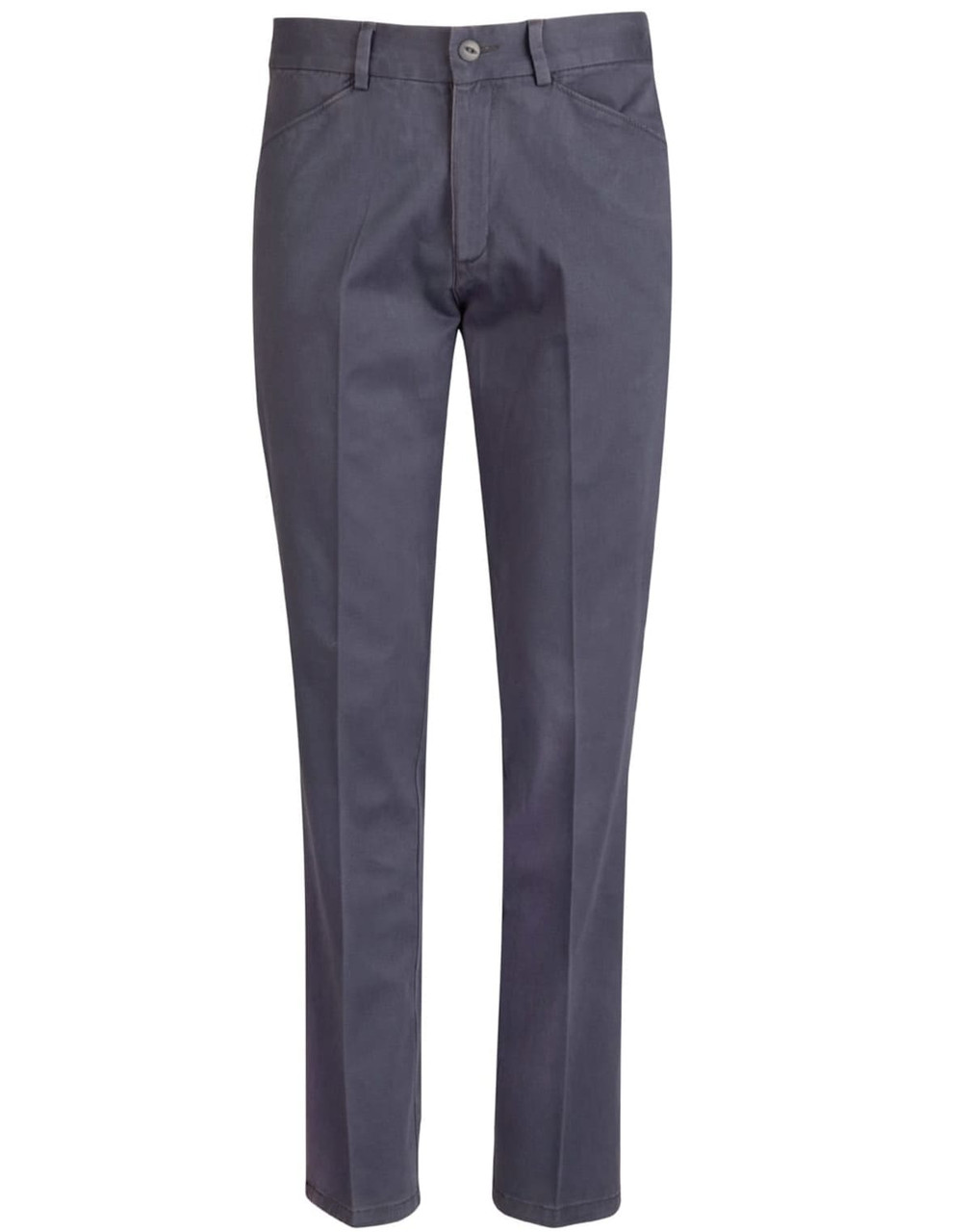Ladies' Boston Chino Pants in a dark grey colour, featuring a logo, with a tailored slacks design.
