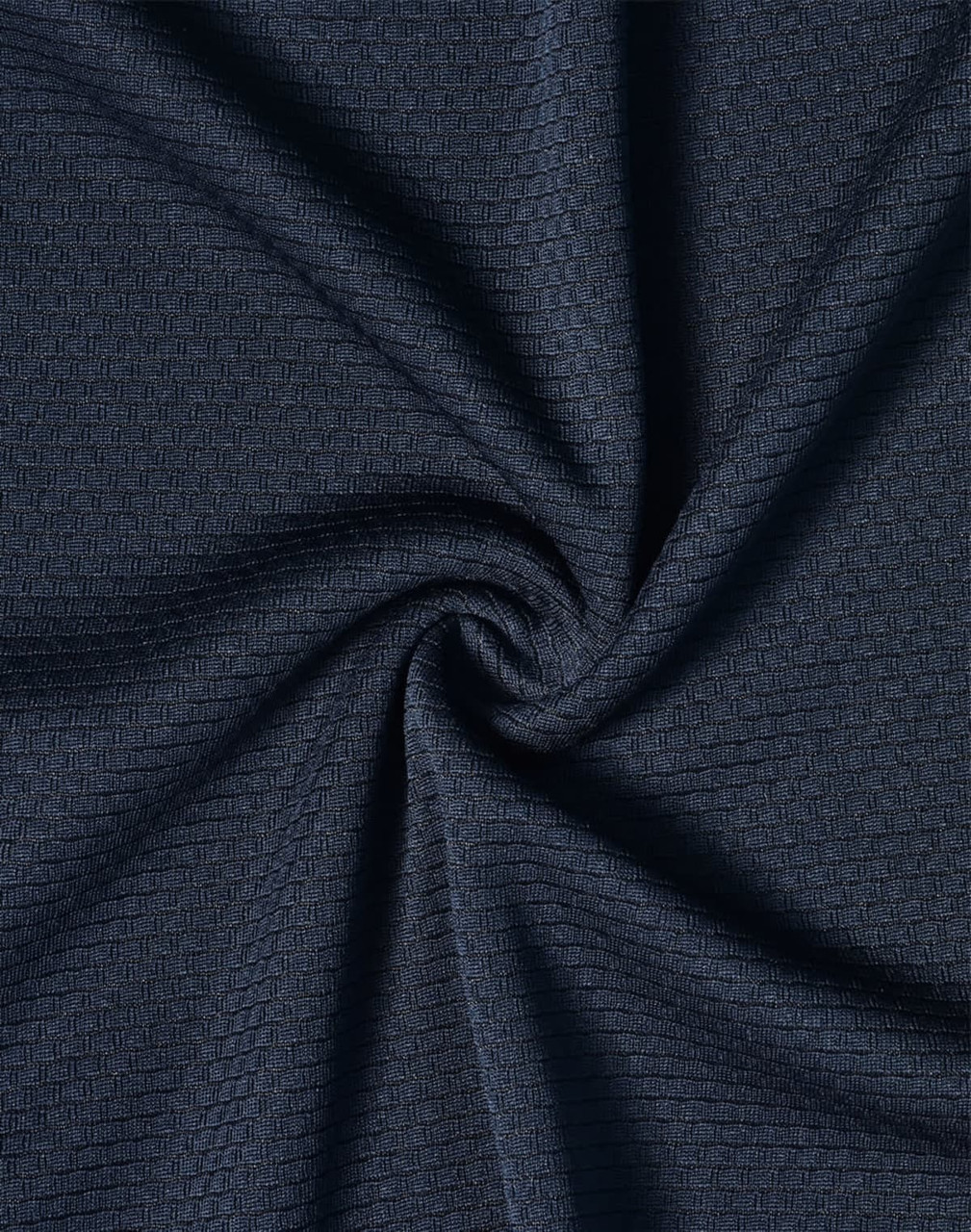 A textured fabric in a deep navy blue shade, showcasing a subtle pattern and soft, breathable quality.