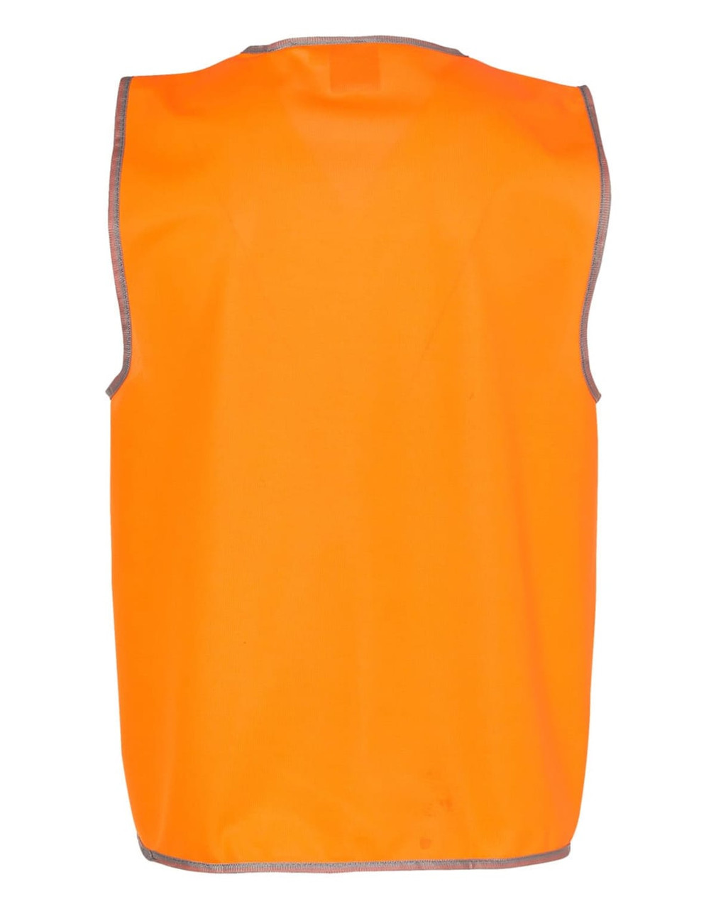 An orange Hi-Vis safety vest with reflective trimming, featuring no front design or logos.