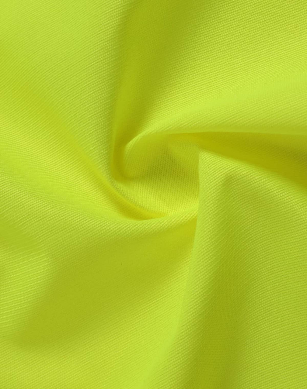 A close-up of bright yellow fabric, showcasing a textured, high-visibility material ideal for safety wear.
