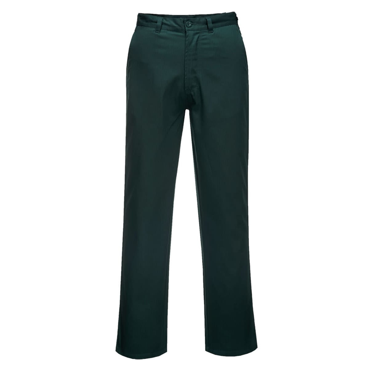 Lightweight work pants in dark green, featuring a straight leg design and a button closure. Includes a logo.