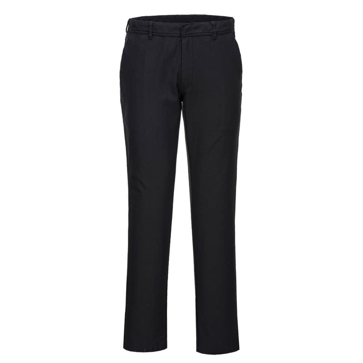Black stretch slim fit chinos with a classic design and a logo on the waistband. Suitable for smart-casual wear.