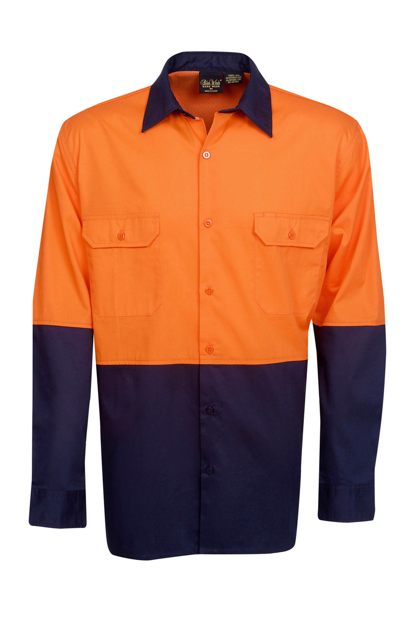 Hi Vis 155 GSM Cotton Twill Shirt Long Sleeve