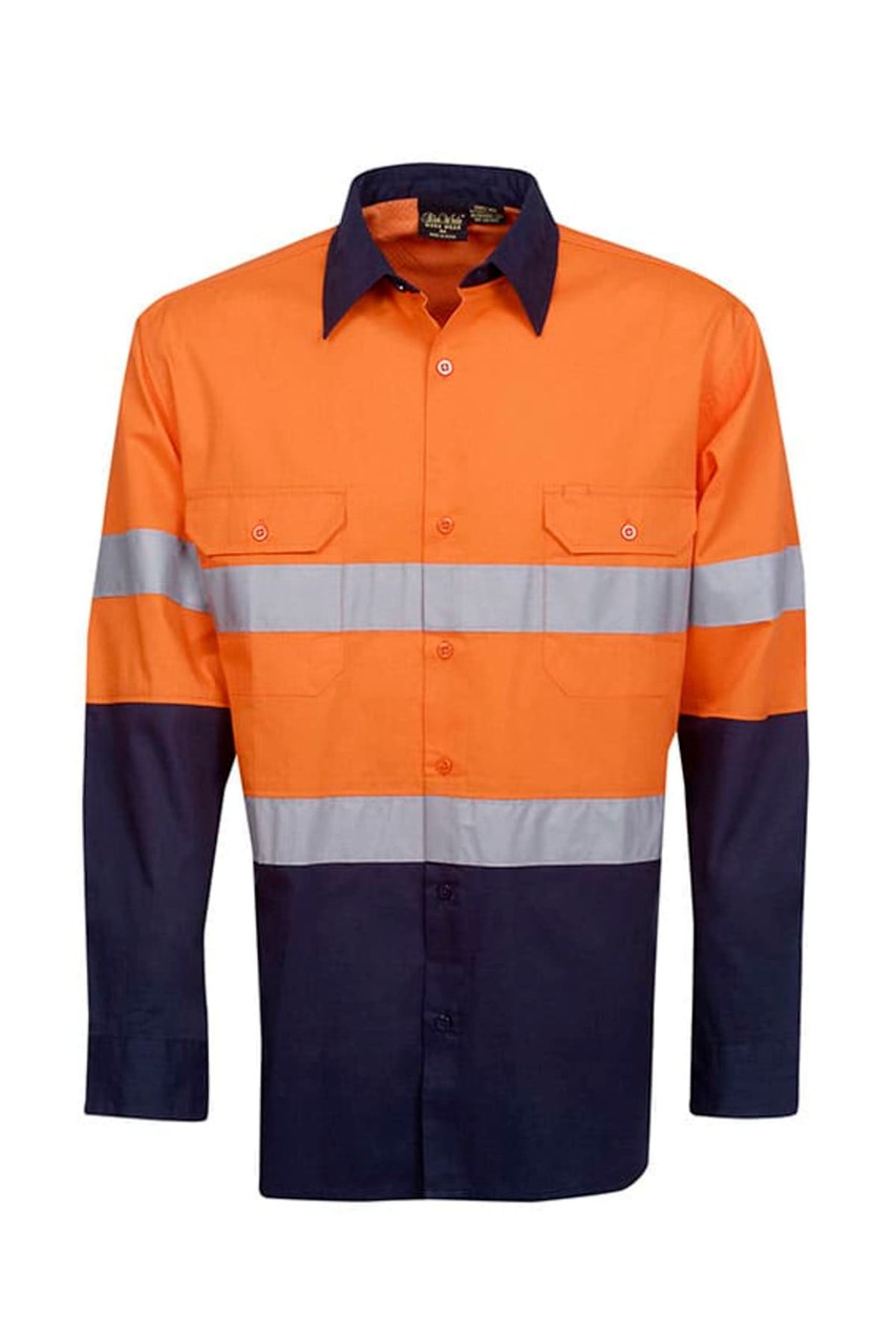 Hi Vis 155 GSM Cotton Twill Taped Shirt Long Sleeve
