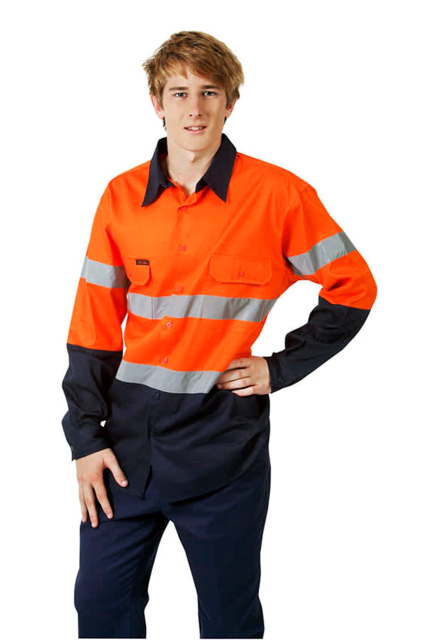 Hi Vis 190 GSM Cotton Drill Taped Shirt Long Sleeve