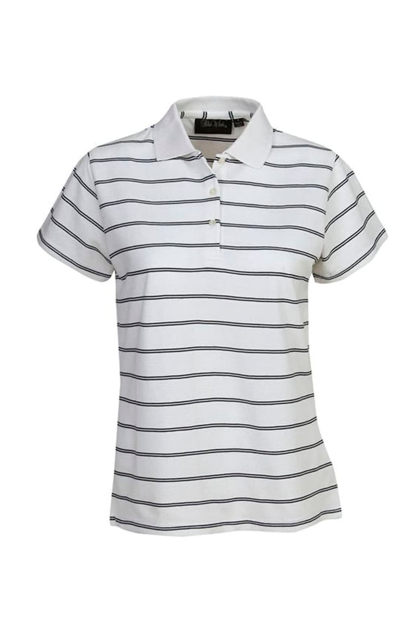 Ladies Striped Cotton Pique Polo