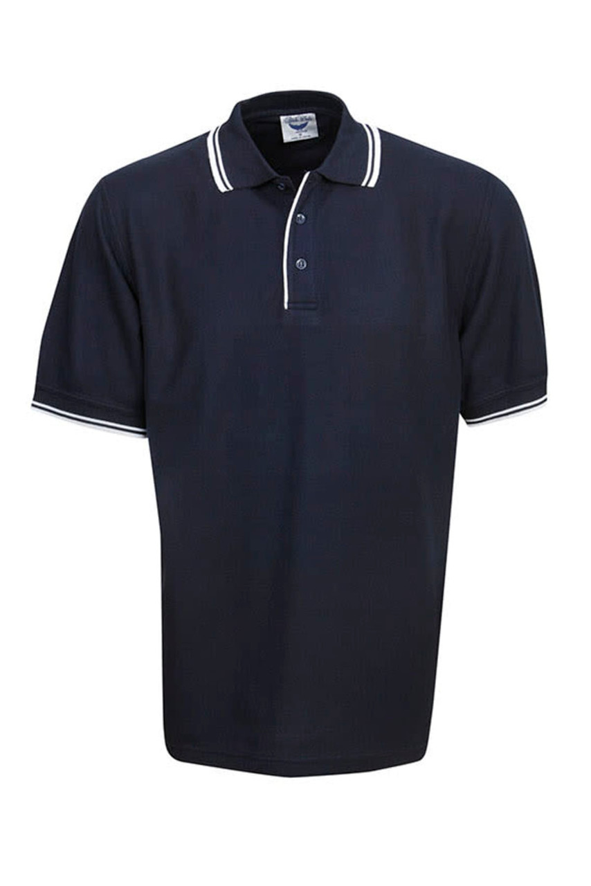 Pique Polo with Striped Collar and Cuff