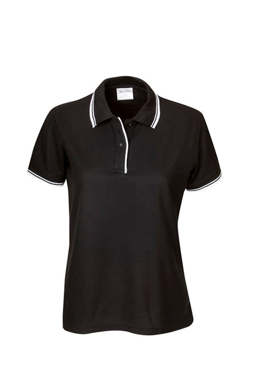 Ladies Pique Polo with Striped Collar and Cuff