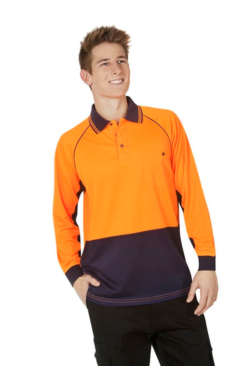 Hi Vis Raglan Sleeve Polo Long Sleeve