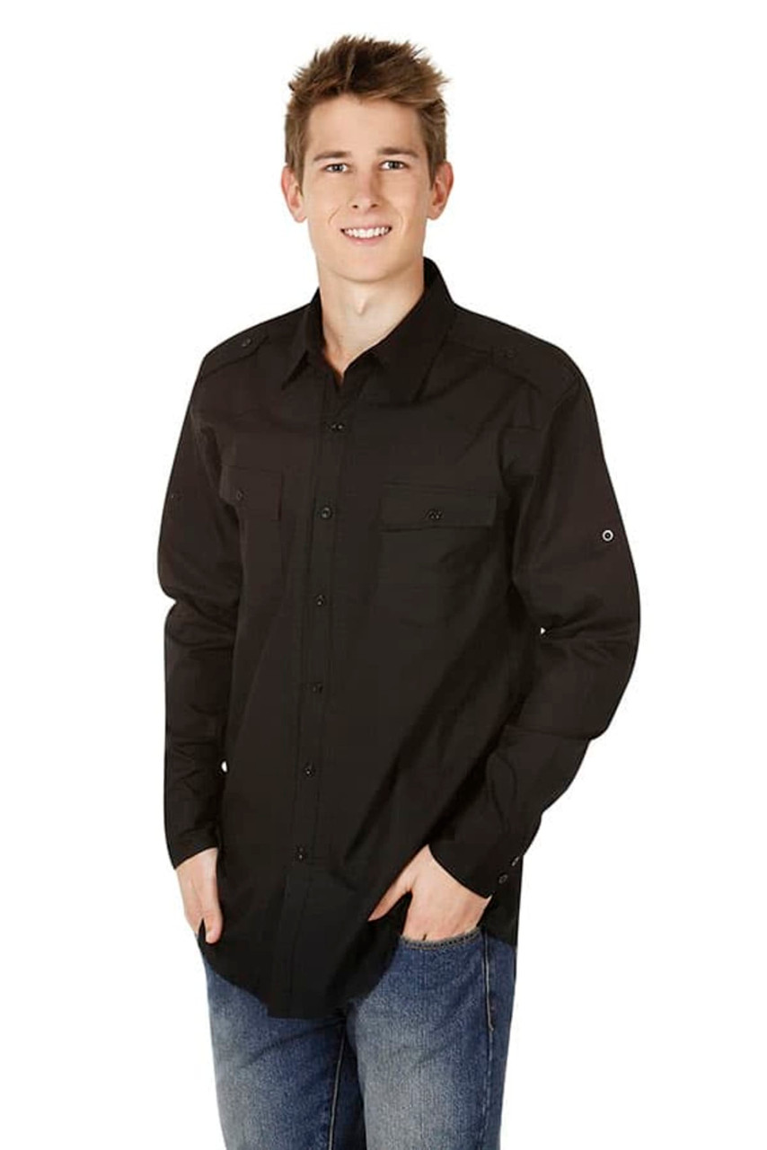 Modern Fit Cotton Military Shirt || 72-B06