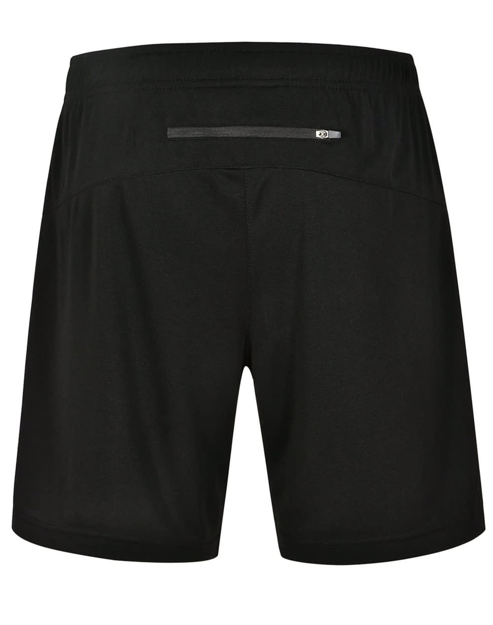 Black adults' sports shorts made of bamboo charcoal material, featuring an elastic waistband and a small logo.