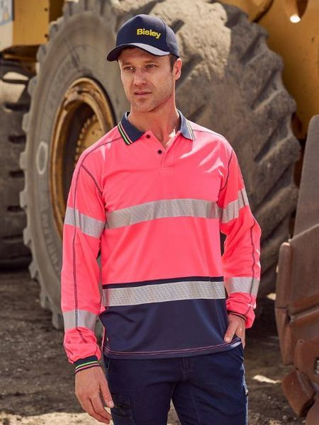 Taped Hi Vis Polyester Mesh Polo L/S
