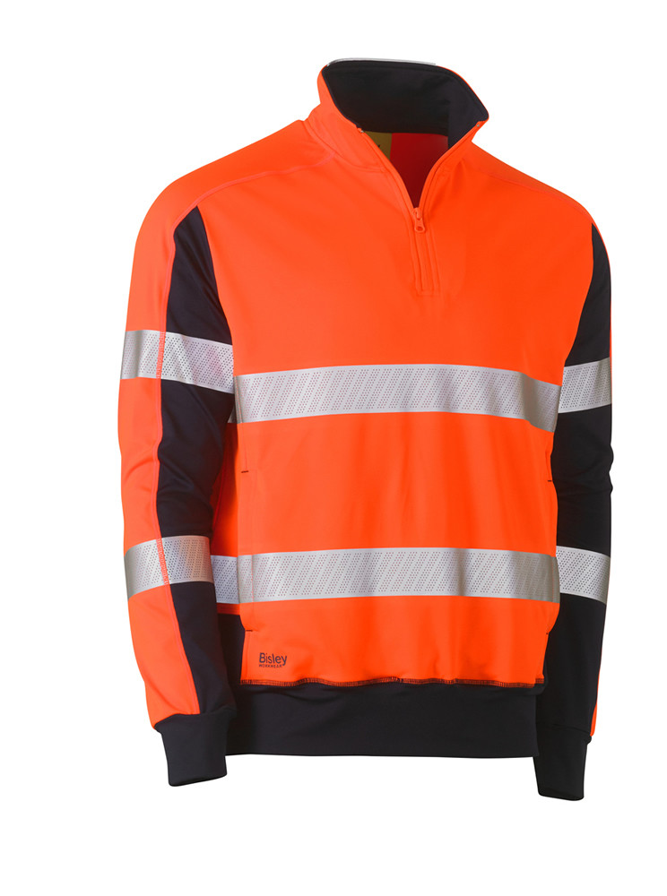 Taped Two Tone Hi Vis Contrast Stretchy 1/4 Zip Pullover