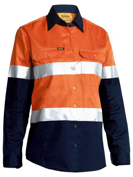Women's Taped Hi Vis Cool Lightweight Drill Shirt L/Sleeve
