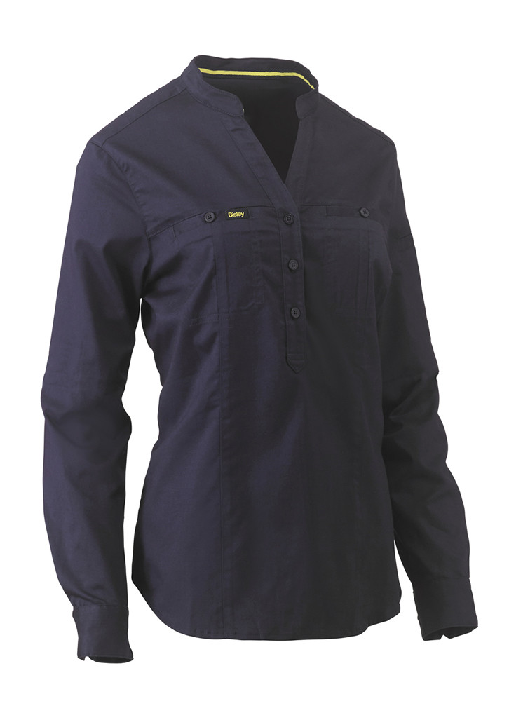 Women's Stretch V-Neck Closed Front Shirt