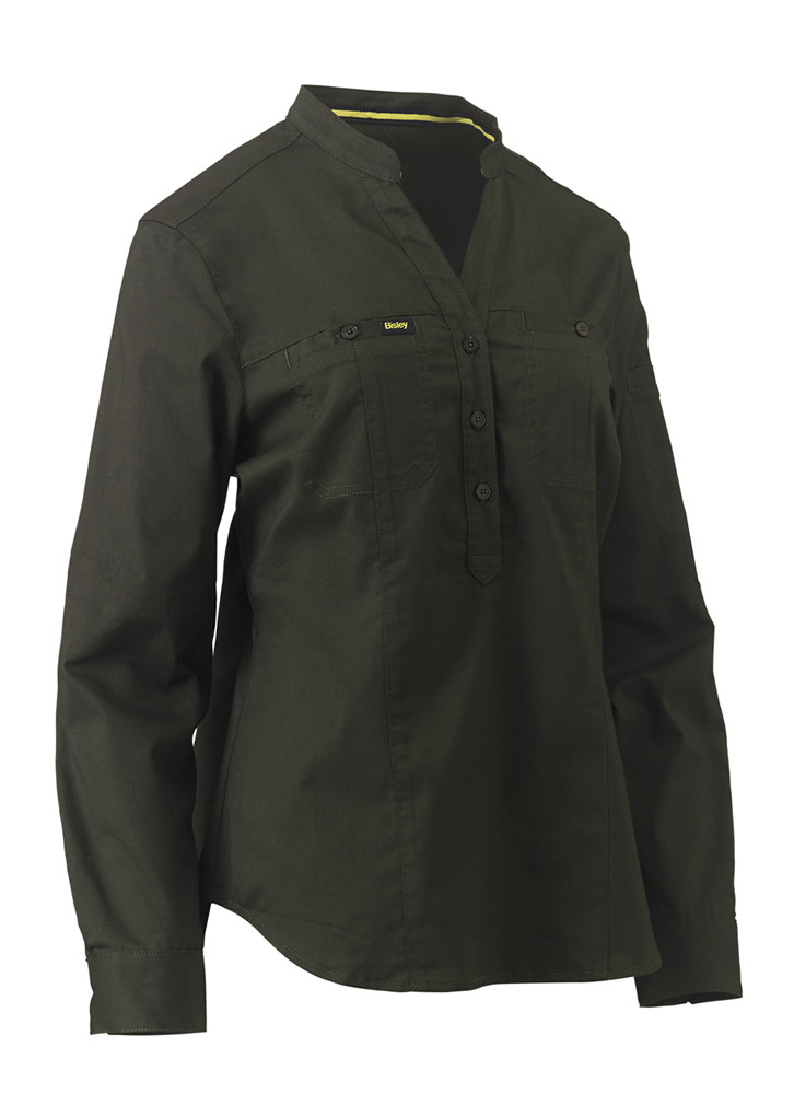 Women's Stretch V-Neck Closed Front Shirt