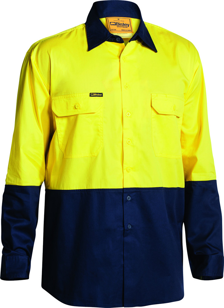 Hi Vis Cool Lightweight Drill Shirt Long Sleeve