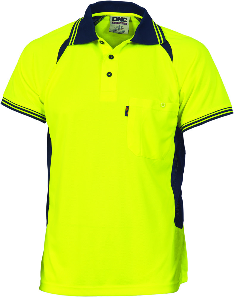 Hi Vis Cool-Breeze Contrast Mesh Polo - Short Sleeve