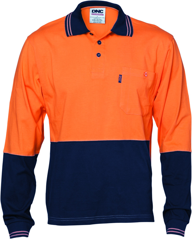 Hi Vis Cool-Breeze Cotton Jersey Polo Shirt with Under Arm Cotton Mesh - L/S