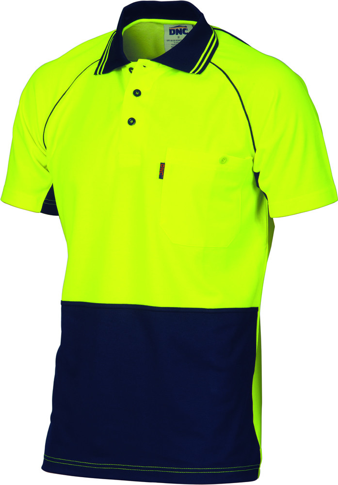 Hi Vis Cotton Backed Cool-Breeze Contrast Polo - Short Sleeve